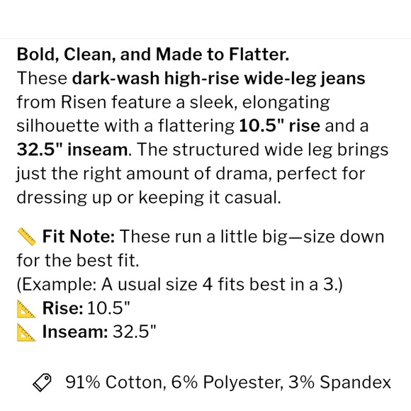 NWT Risen High Rise Wide Leg Jeans Raw Hem Blue Denim Women’s Size 9 Inseam 33" - Picture 5 of 6